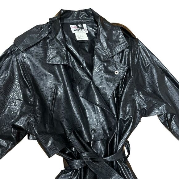 Wippette Ken Sporn Vintage Vinyl Croc Embossed Print Double Breasted Trench Coat - Picture 10 of 13